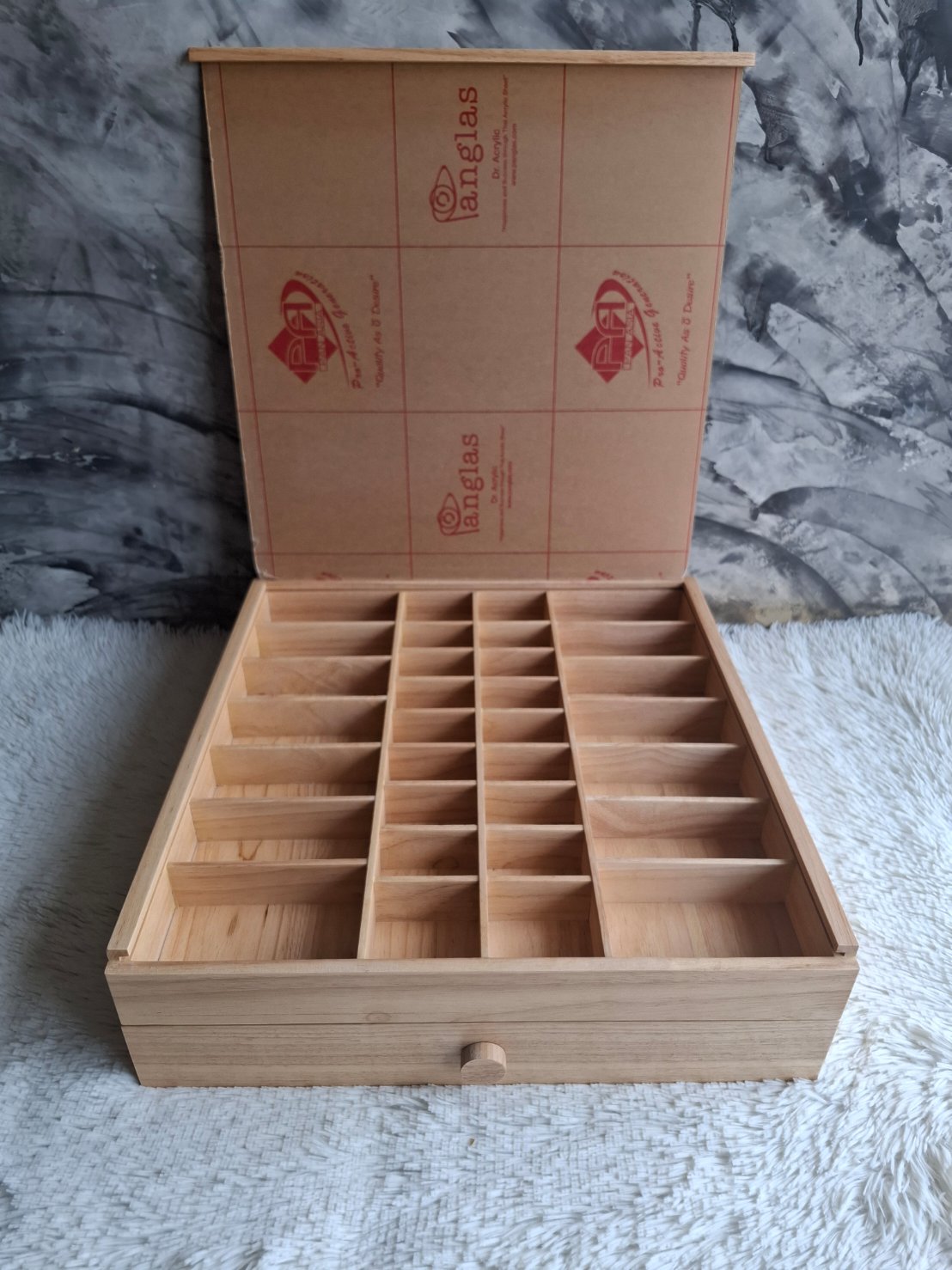 กล่องไม้ฝาสไลด์แบบมีลิ้นชัก