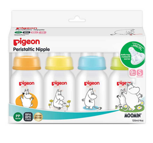 Pigeon ขวดนม RPP ลายมูมิน 4oz./4 พร้อมจุกมินิ ขนาด S