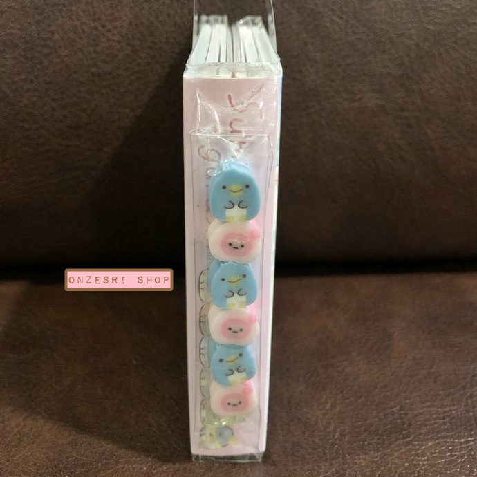 กระดาษโน้ต Memo แบบเล่มลาย Sumikko Gurashi Pen Pen Fruits Vacation สีฟ้า มียางลบเล็ก 6 ก้อน ขนาด 9 x 7 x 1.8 ซม. กระดาษมี 6 ลาย รวม 120 แผ่น