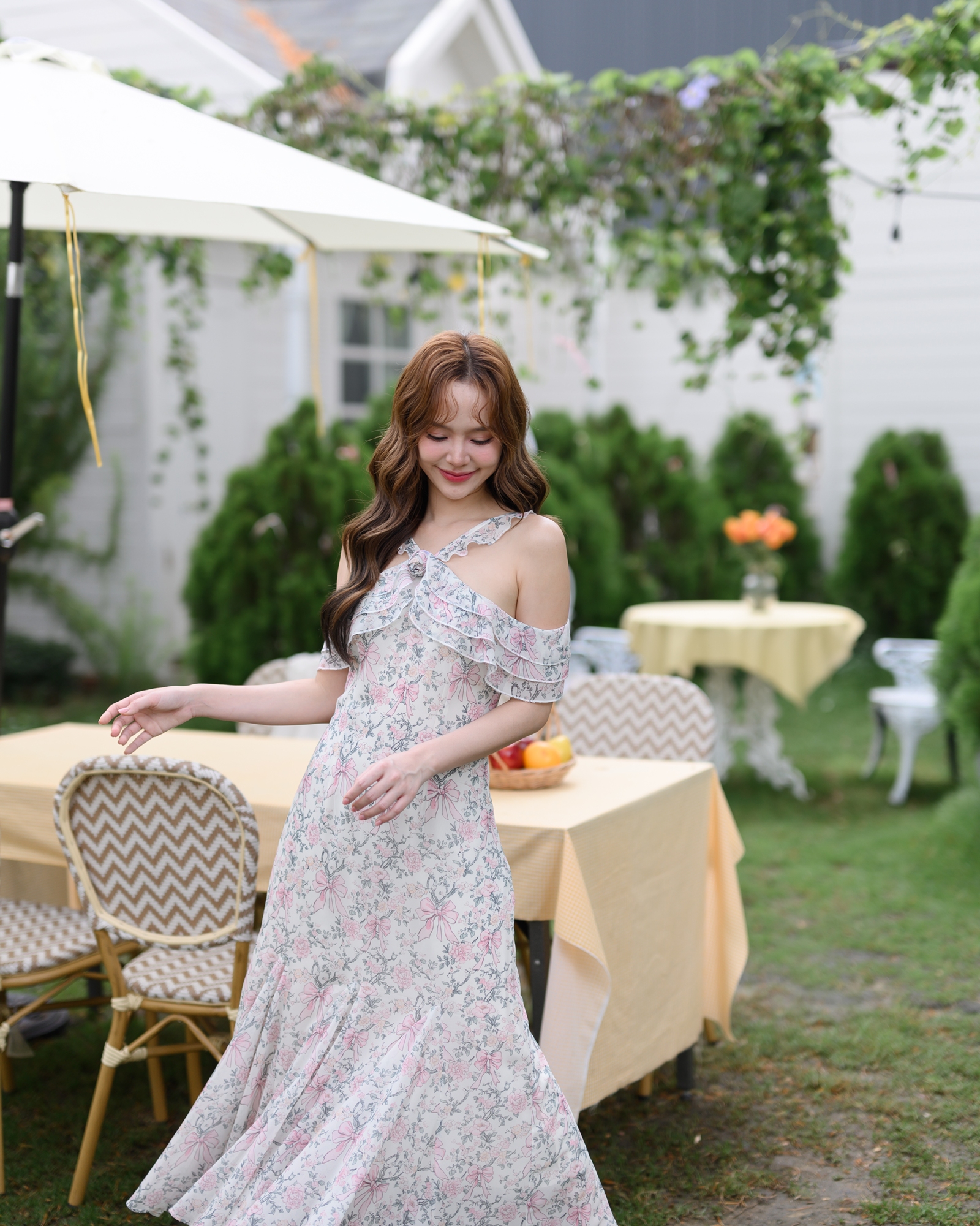 Coquette Bow Off-Shoulder Maxi Dress