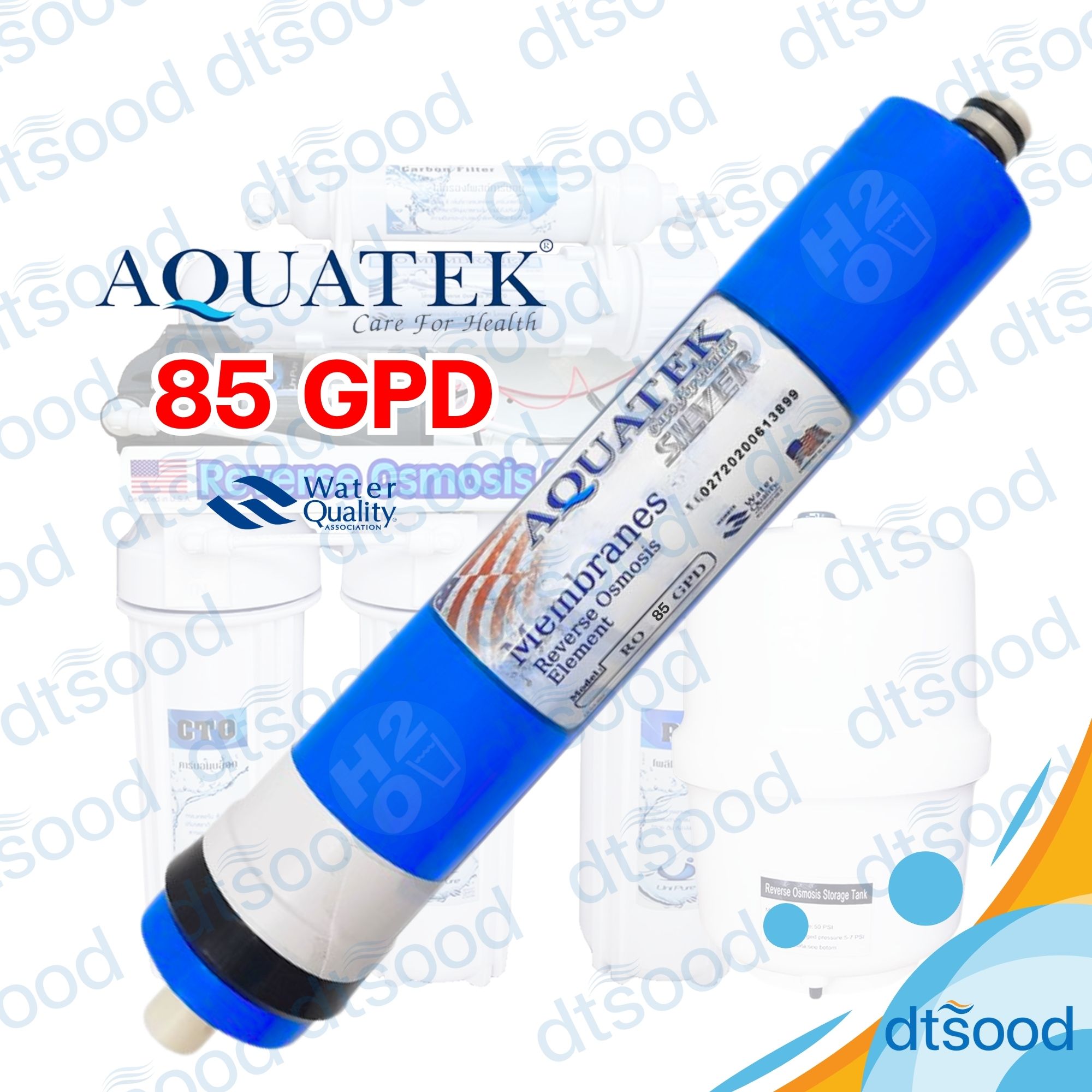 ไส้กรองน้ำ RO Membrane ขนาด 85 GPD ยี่ห้อ Aquatek กรองละเอียด 0.0001 ไมครอน