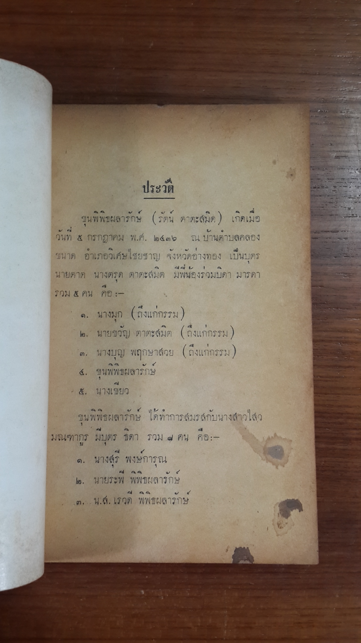 อนุสรณ์ในงานพระราชทานเพลิงศพ รองอำมาตย์ตรี ขุนพิพิธผลารักษ์ ต.ม. จ.ช.