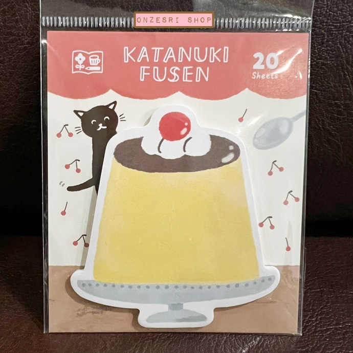 กระดาษโน้ตมีกาว Furukawa Paper Works Katanuki Fusen จากญี่ปุ่น ลายพุดดิ้ง ขนาดกระดาษ ประมาณ 7 x 7 ซม. มี 20 แผ่น