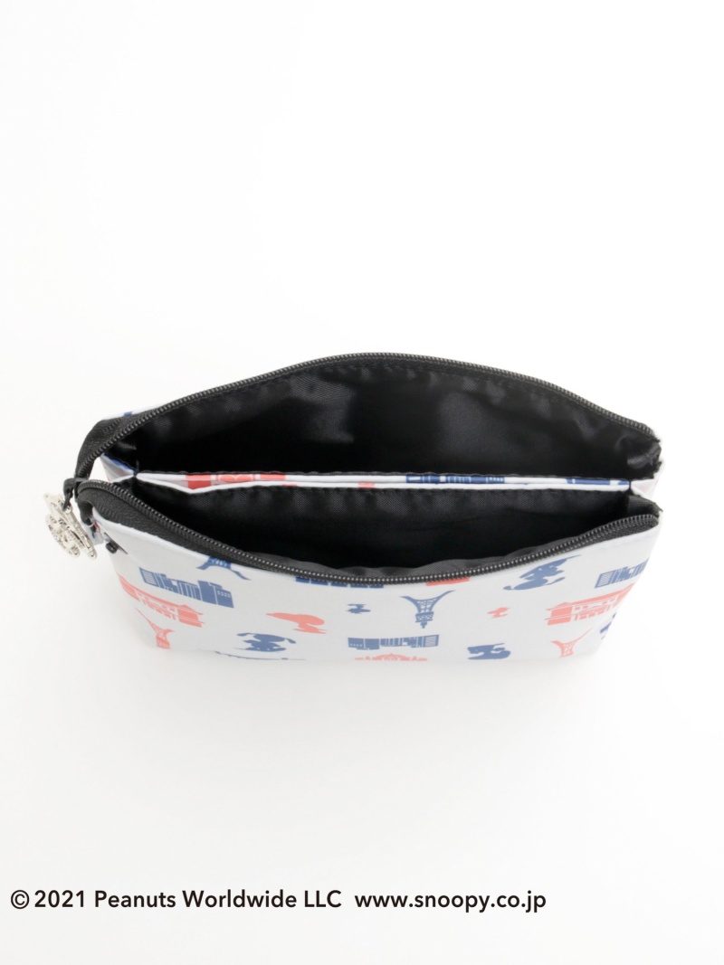 กระเป๋า Peanuts x Afternoon Tea LIVING Double Pouch คอลเลกชั่น Snoopy in Tokyo (Limited) มีช่องซิปใส่ของ 2 ช่อง ขนาด 17 x 12 x 5 ซม.