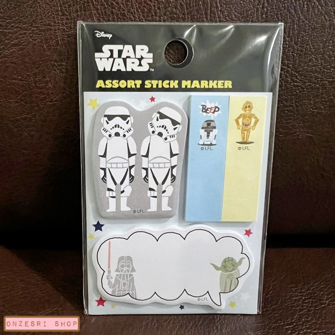 Assort Stick Marker ลาย Star Wars เป็นกระดาษมีกาว ใช้คั่นหนังสือ หรือจดด้านในได้ ขนาด 10.5 x 6.5 ซม. มี 4 ลาย รวม 80 แผ่น