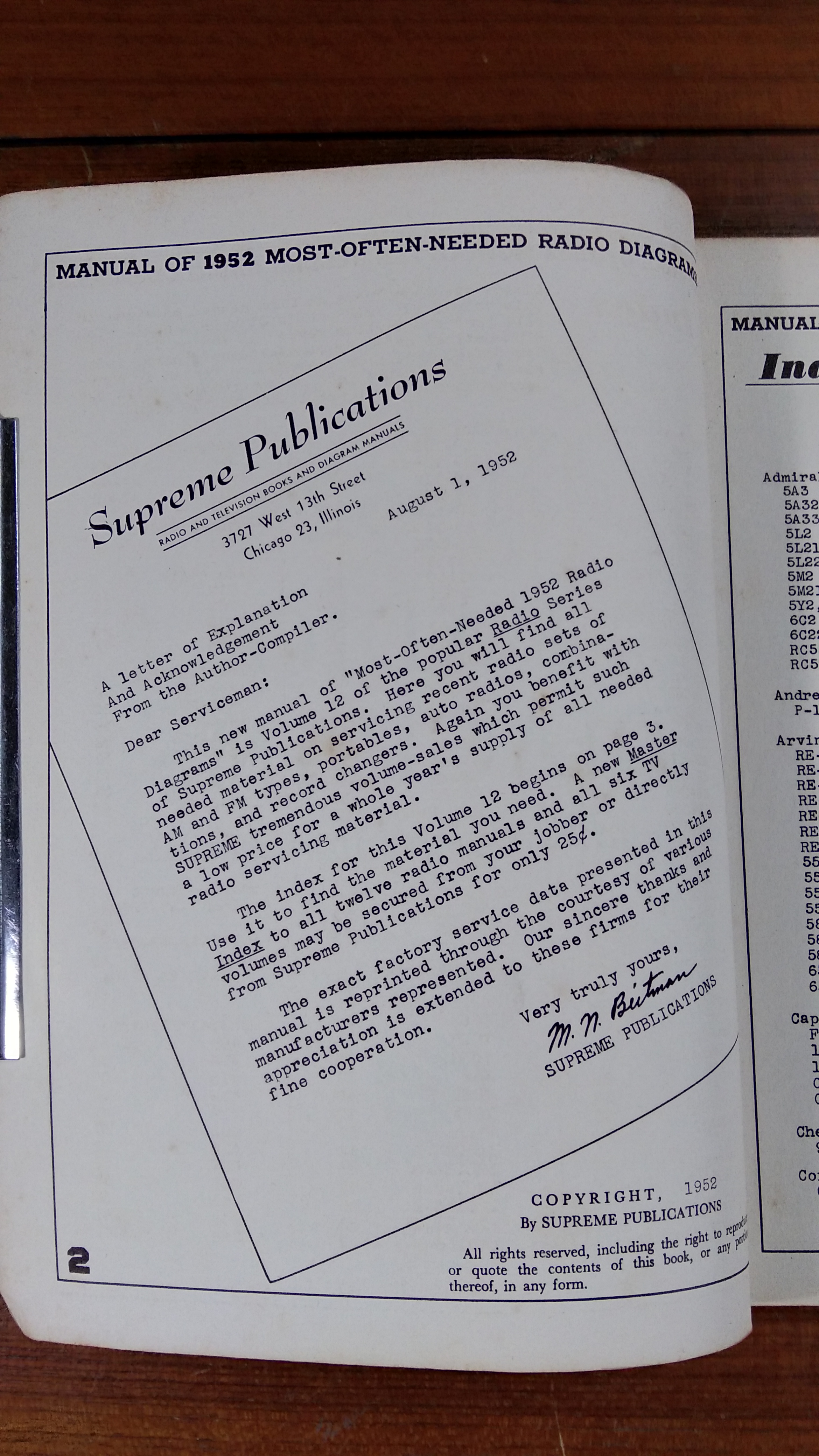 Most - Often - Needed 1952 RADIO Servicing Information