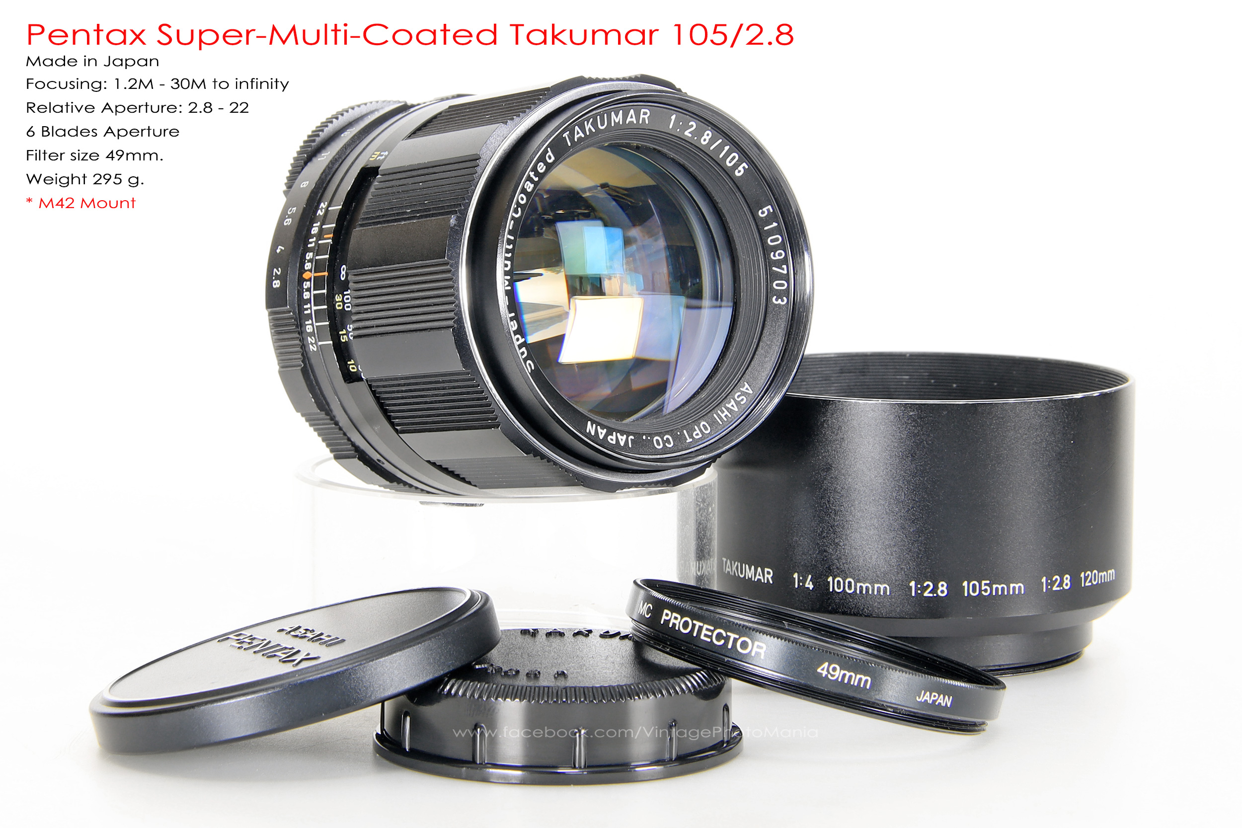 Pentax Super-Multi-Coated Takumar 105/2.8 *M42 Mount เลนส์พรอตเทรตตัวเล็กคมๆ