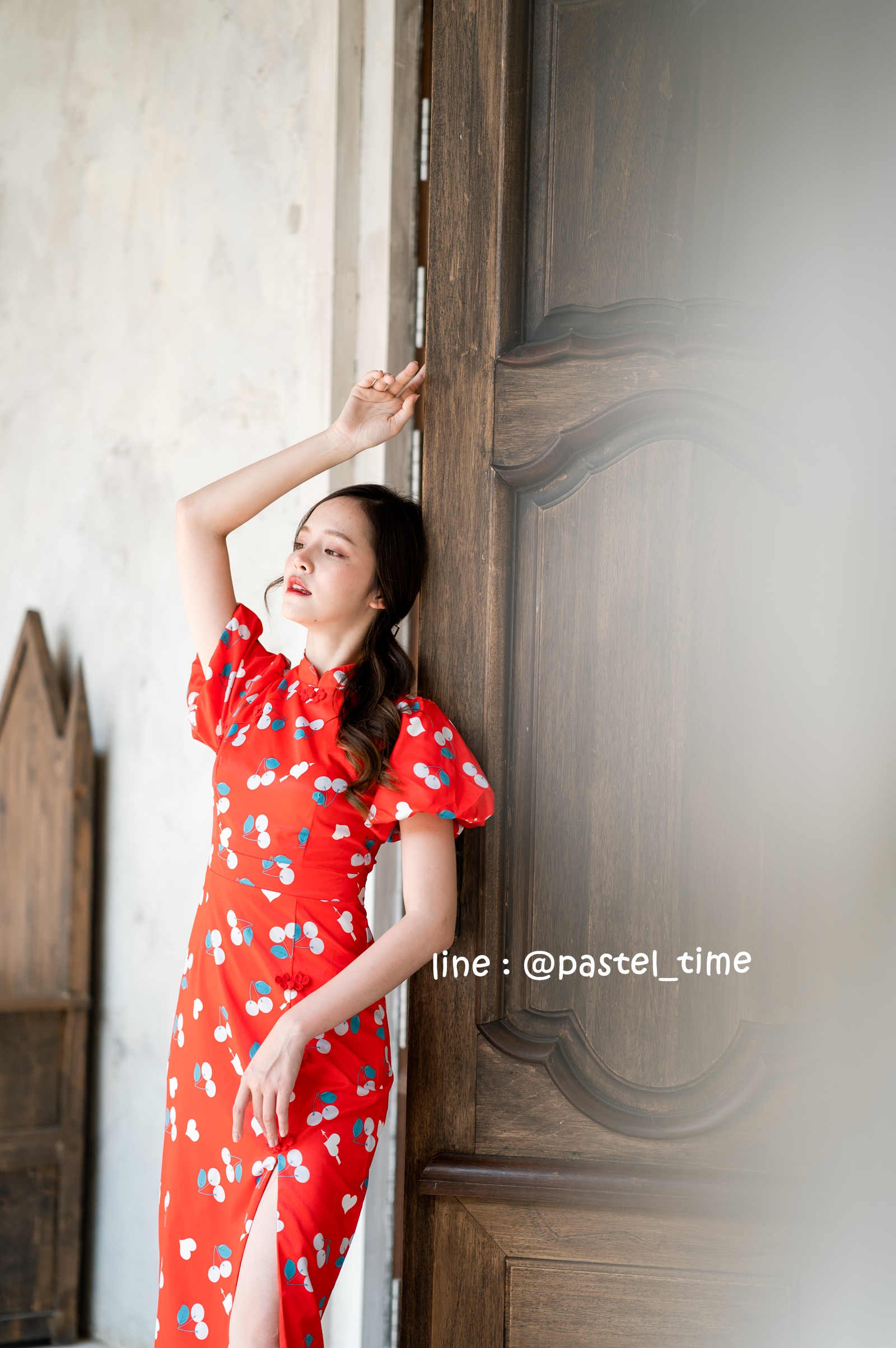 Cherry Ang Pao Dress เดรสกี่เพ้าคอจีนสีแดง