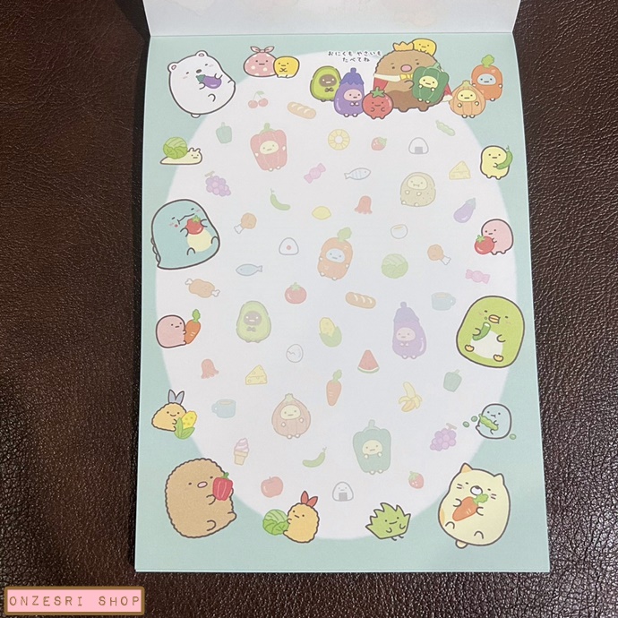 สมุดฉีก Sumikko Gurashi Welcome! Food Oukoku แบบขอบสีชมพู ขนาด 14.8 x 10.5 ซม. มี 4 ลาย รวม 100 แผ่น