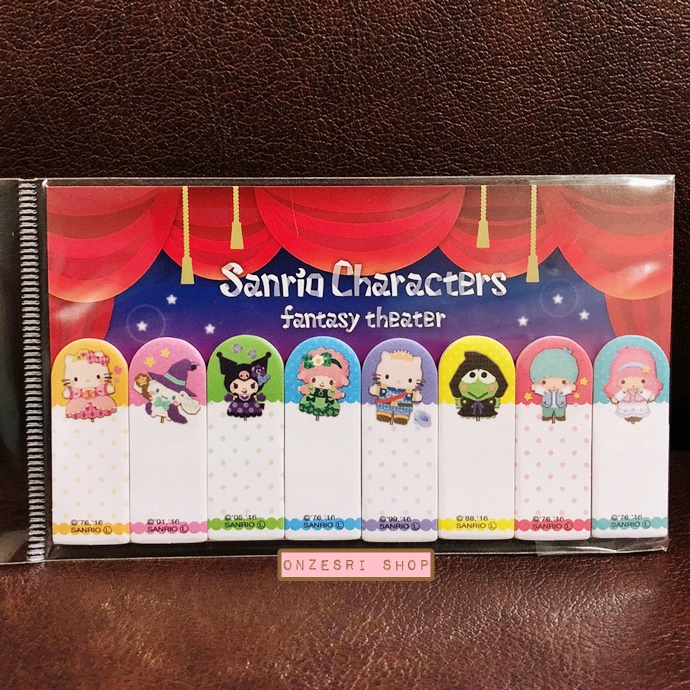 Sticky Index Note ลาย Sanrio Fantasy Theater (Limited) ลายม่านสีแดง ขนาด 12 x 7 ซม. มี 8 ลาย รวม 80 แผ่น