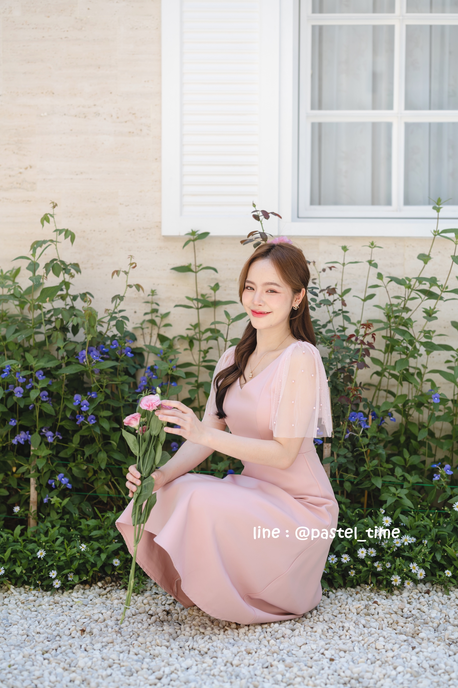 Dear Darling Midi Dress - สีชมพู