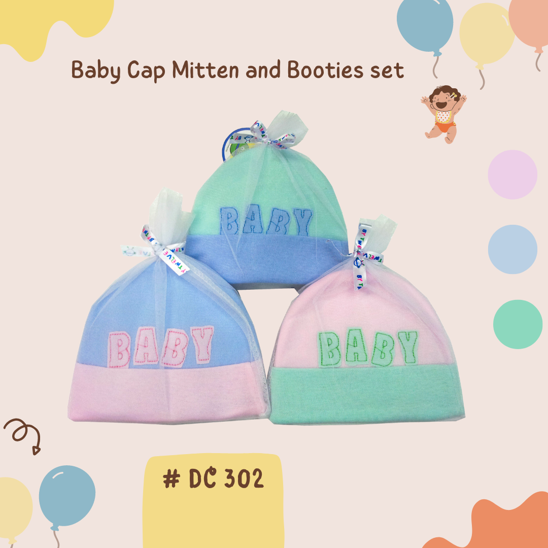 Bonet Mitten Booties with Embroidered ชุด 3 ชิ้นปัก มีหลายลาย