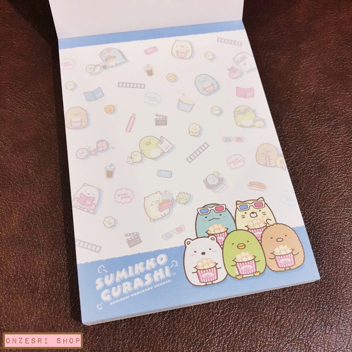สมุดฉีก Sumikko Gurashi Movie Theatre แบบ Popcorn ขนาด 14.8 x 10.5 ซม. มี 4 ลาย รวม 100 แผ่น