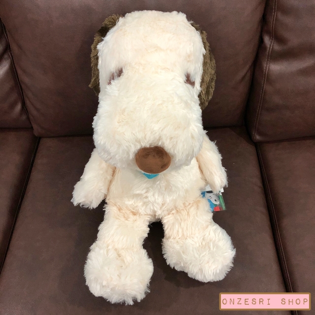ตุ๊กตา Snoopy ตัวใหญ่ ผ้าพันคอสีฟ้า ตัวสีครีมน้ำตาล ขนาด 60 x 39 ซม.