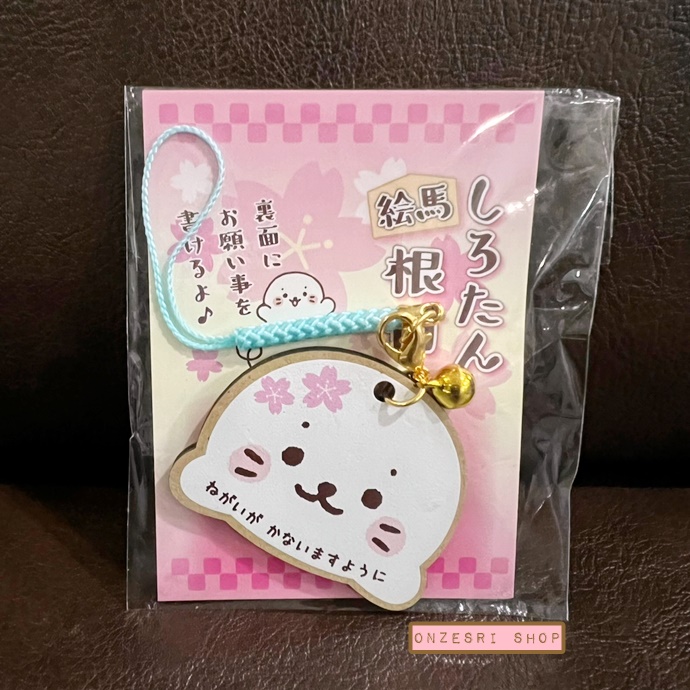 ที่ห้อยมือถือ/พวงกุญแจ ทำจากไม้ แมวน้ำ Sirotan ลาย Face เขียนด้านหลังได้ เป็นเหมือนเครื่องราง ขนาด 5 x 4 ซม.