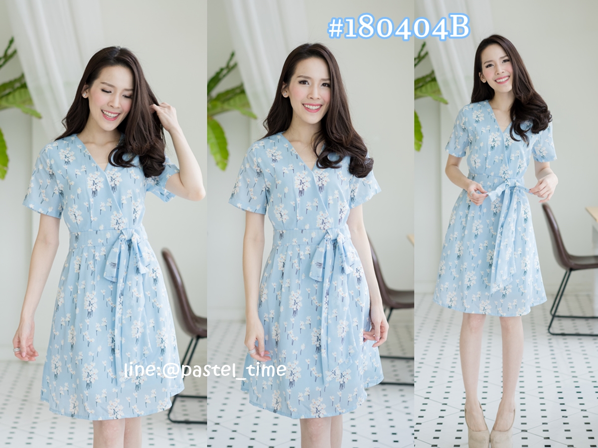 Shrubbery Blossom Dress – สีฟ้า [Made by Pastel Time]