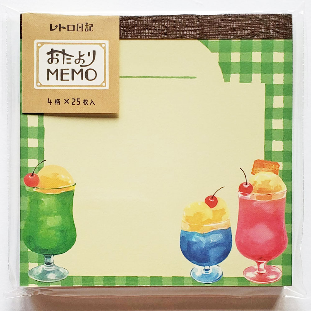 สมุดฉีก Furukawa Paper Works Memo จากญี่ปุ่น ลาย Green Cream Soda ขนาด 9 x 9 ซม. มี 4 ลาย รวม 100 แผ่น