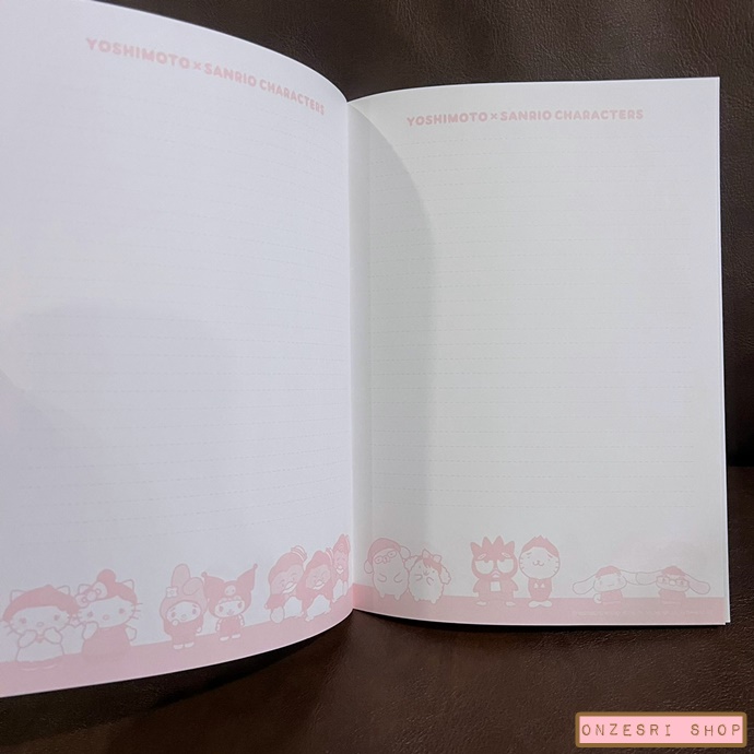 สมุดเล่มบาง Yoshimoto x Sanrio Characters Notebook สีเหลือง ของพรีเมียมจาก Kirin ญี่ปุ่น ขนาด B5 (18.2 x 25.7 ซม.) 24 หน้า