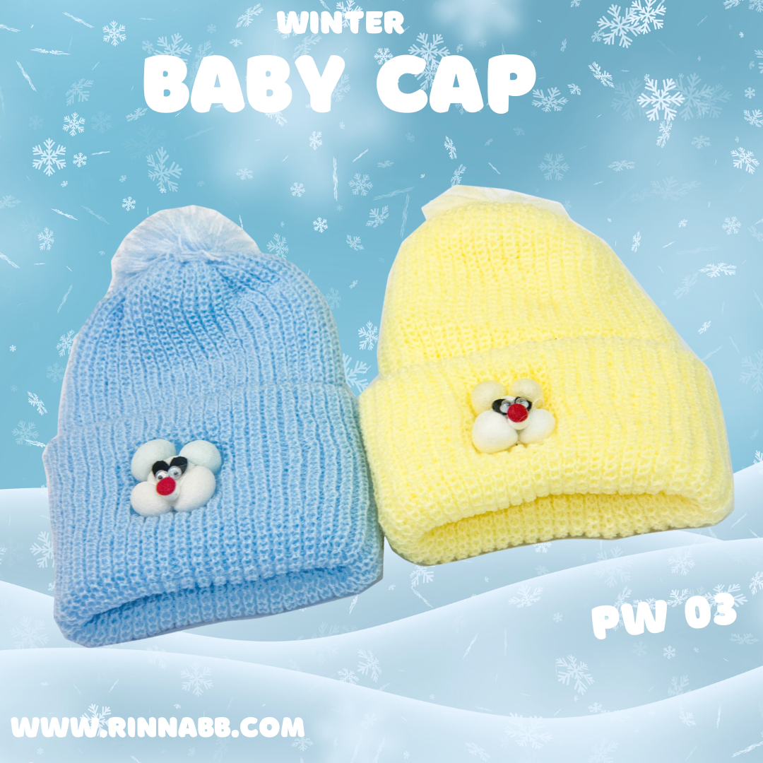 PW 03 หมวกจุกไหมพรมติดการ์ตูน Knitting Cap with Doll