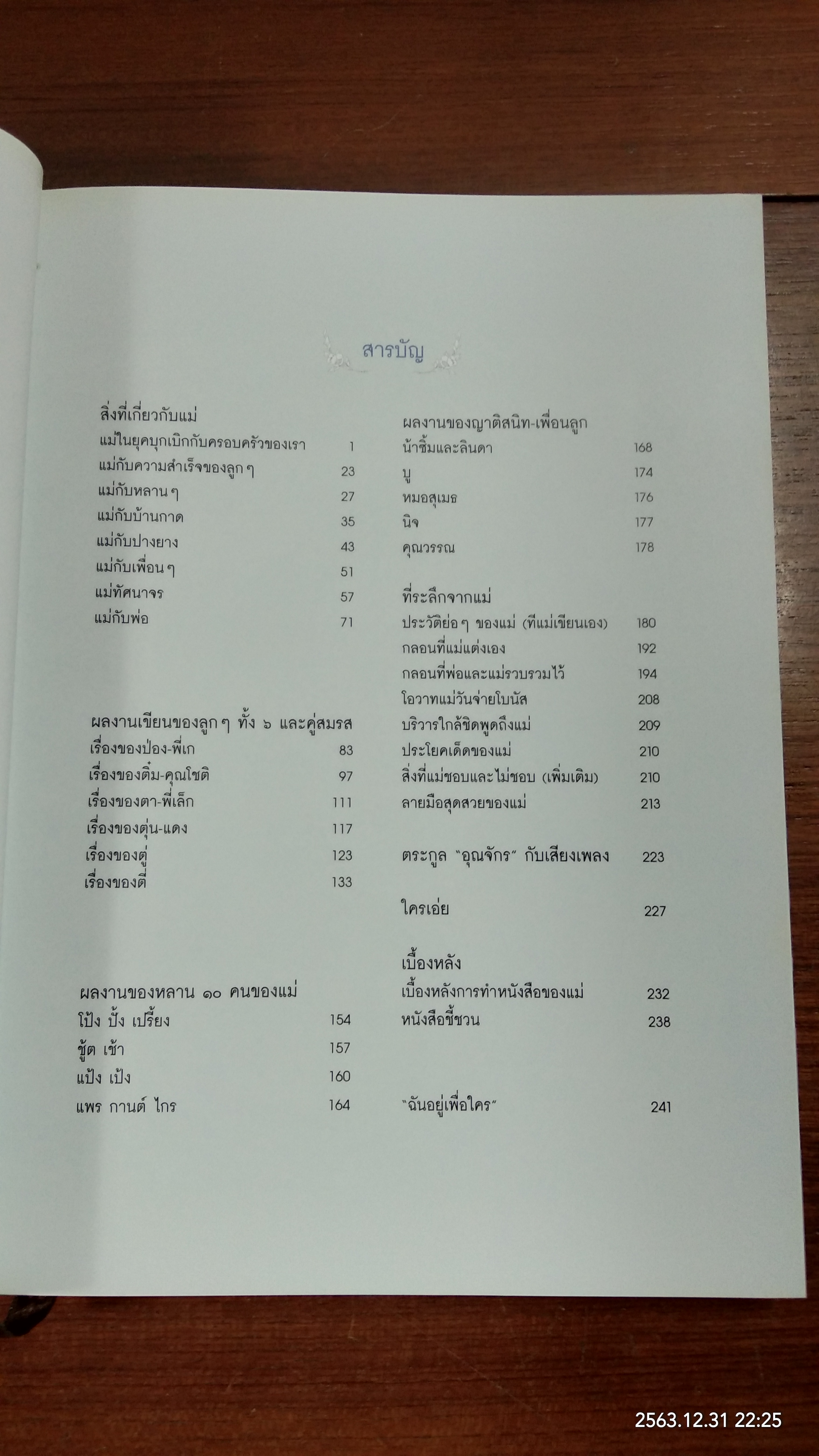 หนังสือของแม่ : ที่ระลึกในงานวันเกิดครบรอบแปดสิบปี คุณแม่ผ่องศรี อุณจักร
