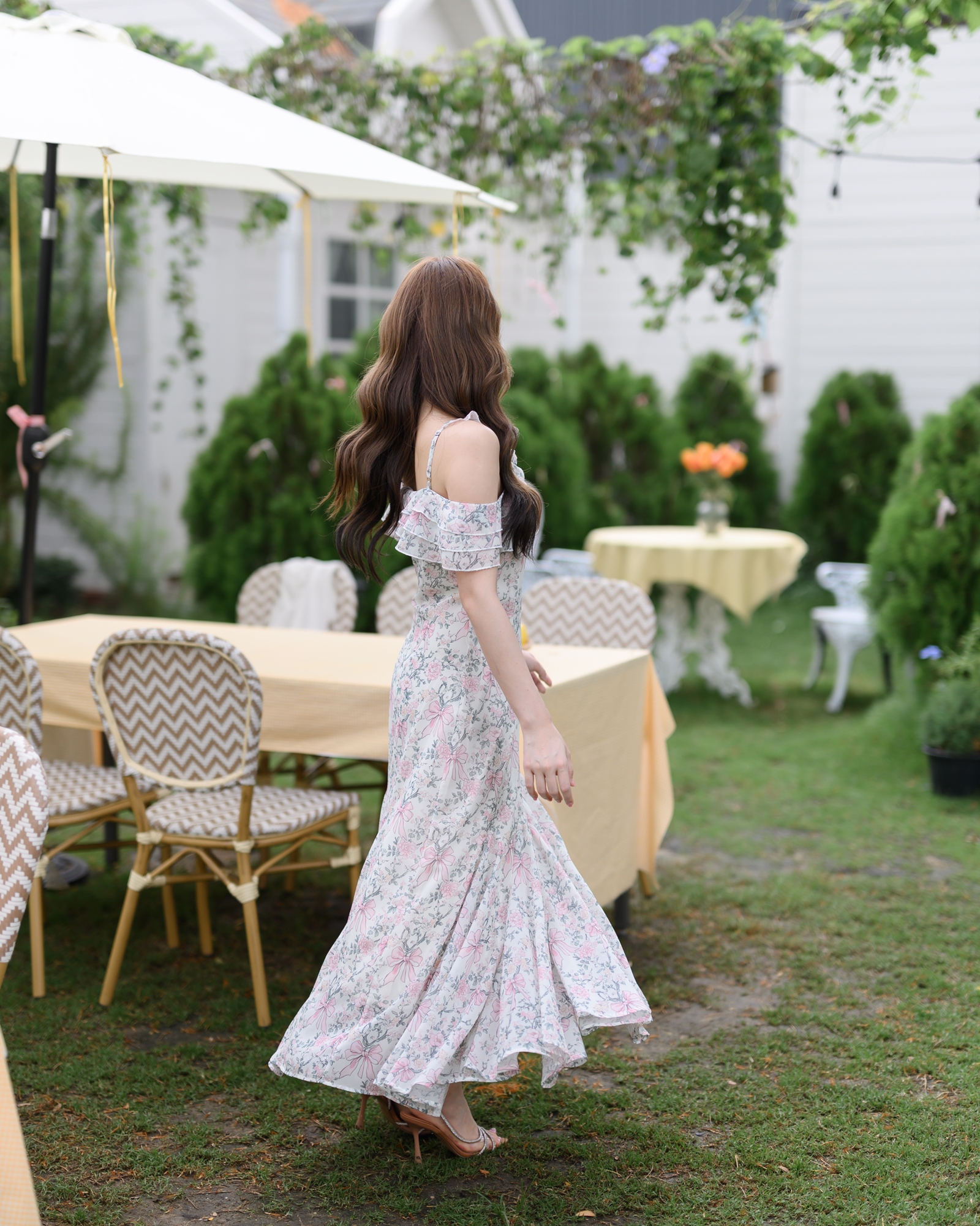 Coquette Bow Off-Shoulder Maxi Dress