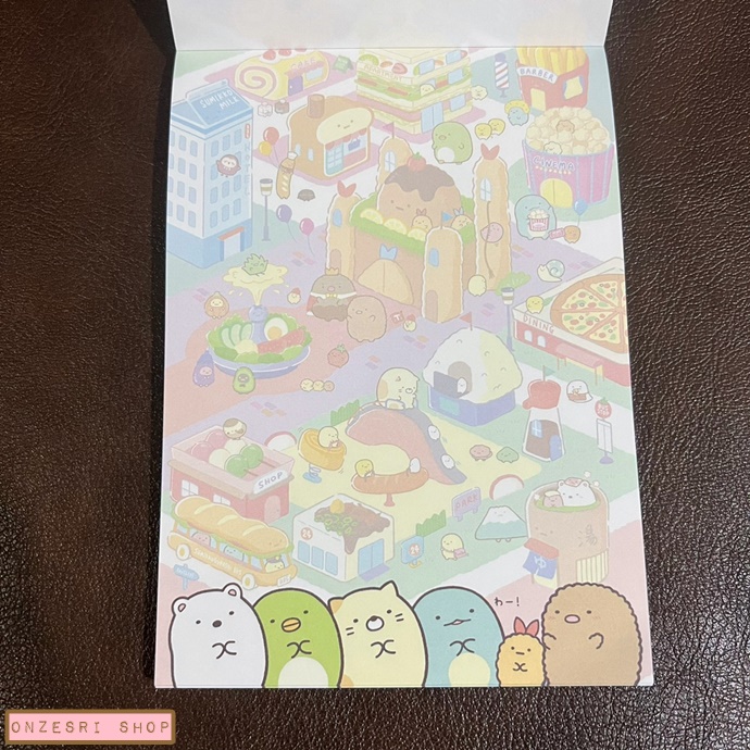 สมุดฉีก Sumikko Gurashi Welcome! Food Oukoku แบบขอบสีชมพู ขนาด 14.8 x 10.5 ซม. มี 4 ลาย รวม 100 แผ่น