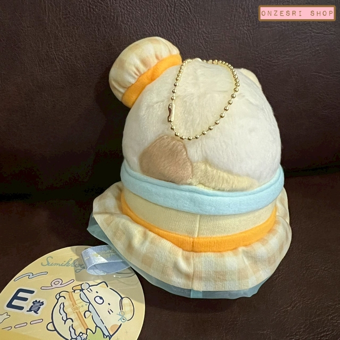 พวงกุญแจตุ๊กตา Tenshi na Ebiten Idol (Limited) แบบ Neko ชุดสีเหลือง ขนาด 10 x 8 x 7 ซม. ไม่มีขายทั่วไป เป็นแบบต้องลุ้นกับทางหน้าร้าน San-X ที่ญี่ปุ่นเท่านั้น