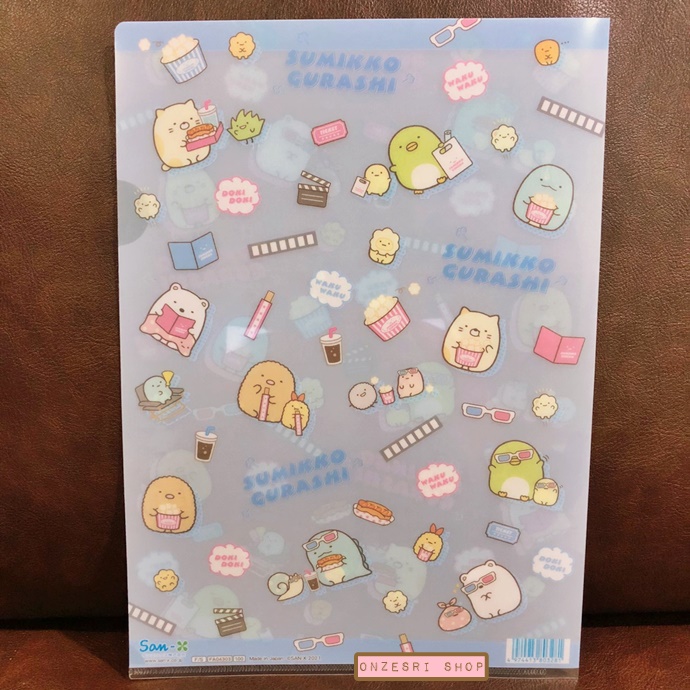 แฟ้ม A4 1 ช่อง ลาย Sumikko Gurashi Movie Theatre ลายสีชมพูฟ้า