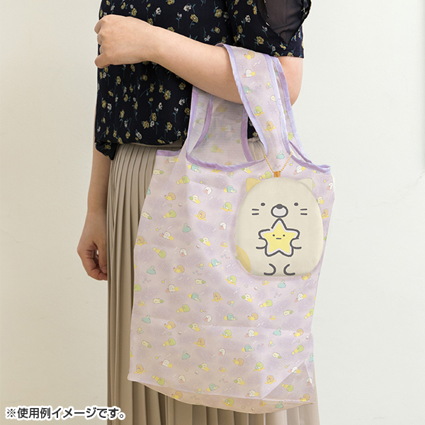 กระเป๋า Eco ลาย Sumikko Gurashi Hoshizora Sampo Shopping Bag แบบแมว Neko พับได้ พกพาสะดวก มีที่เก็บเป็นพวงกุญแจ ขนาด 50 x 41 x 14 ซม. / พับแล้วเหลือ 13.5 x 12 x 2 ซม.