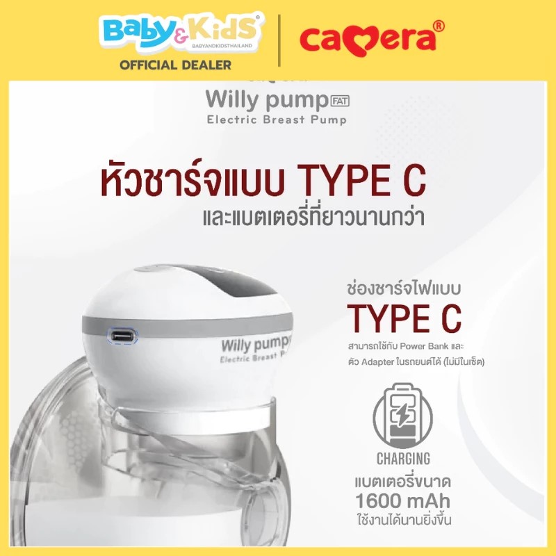 Camera เครื่องปั๊มนมไร้สาย WILLY PUMP FAT พกพาง่าย ปั๊มนมได้อย่างอิสระ แถมซิลิโคนปรับขนาดจุกนม 2 ข้าง