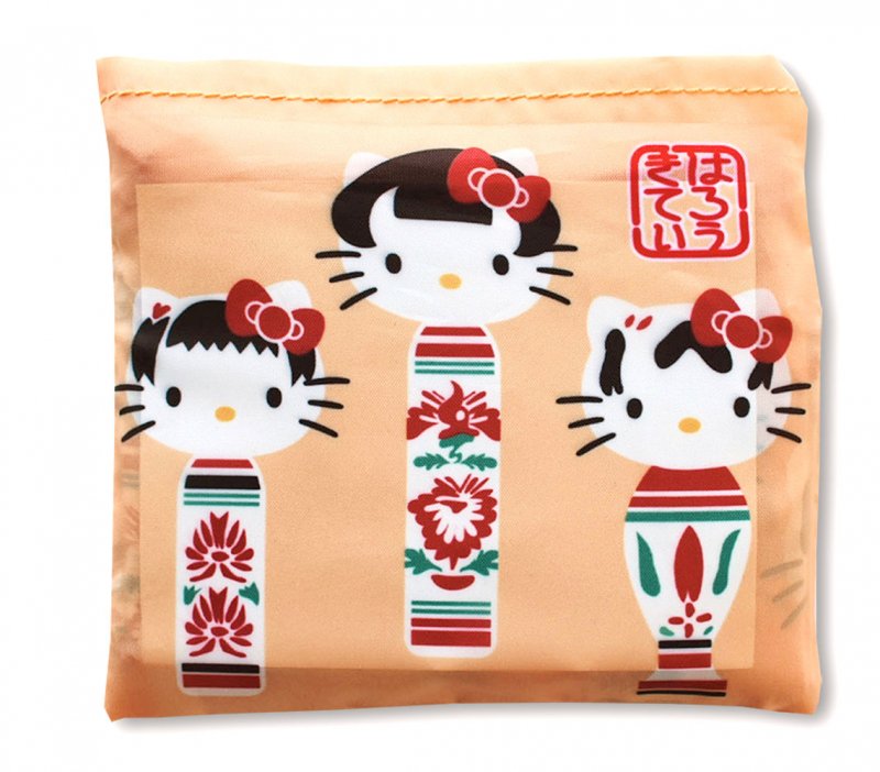 กระเป๋า Eco Bag ลาย Hello Kitty Kokeshi Dolls (Japan Limited) พับได้ พกพาสะดวก ขนาด 42 x 26 x 18 ซม. รับน้ำหนักได้ไม่เกิน 3 กก.