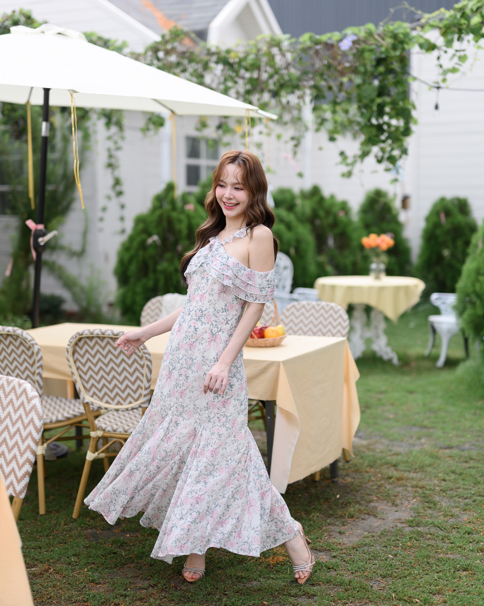 Coquette Bow Off-Shoulder Maxi Dress