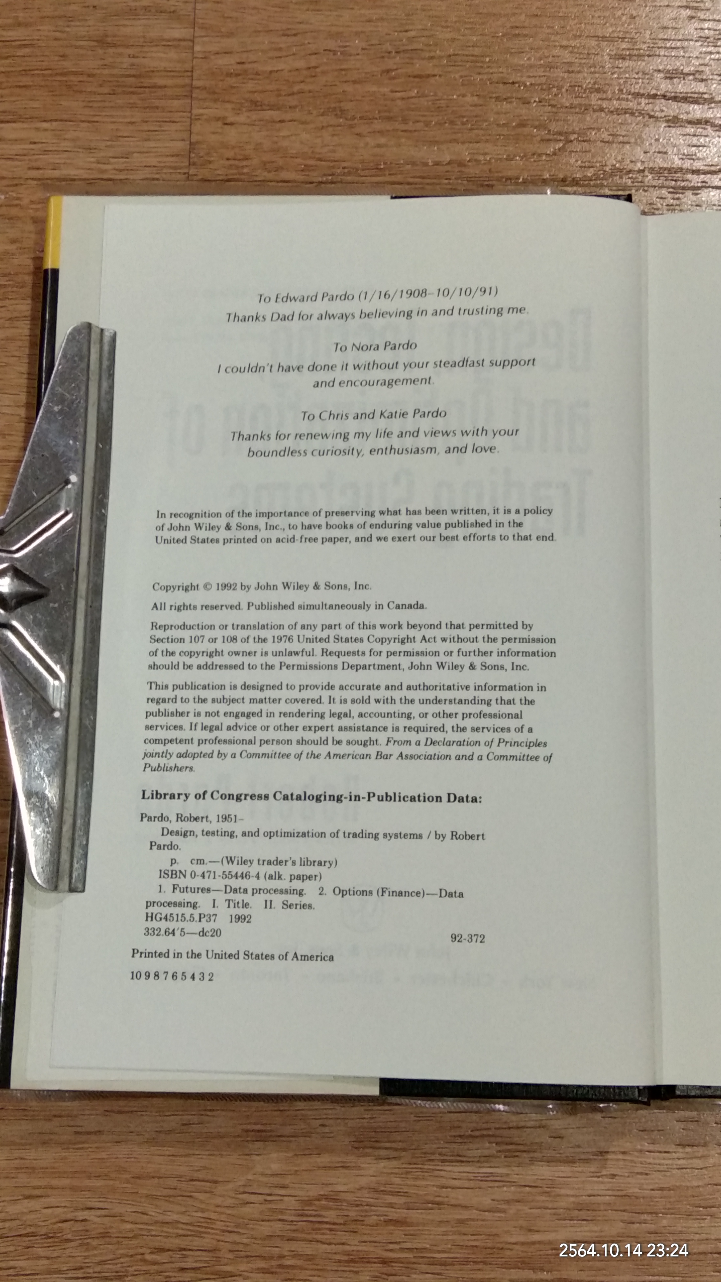 Design, Testing, and Optimization of Trading Systems / Robert Fischer