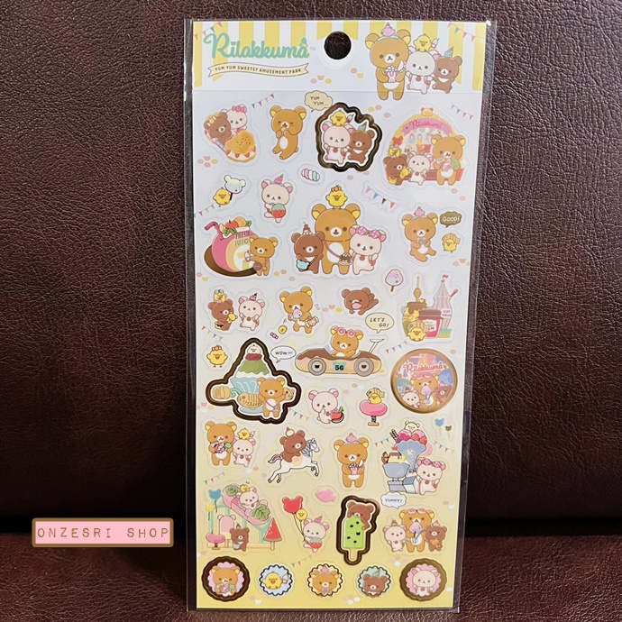 สติกเกอร์ Rilakkuma Yum Yum Sweets? Amusement Park แบบสีเหลือง ขนาด 20 x 9.5 ซม.
