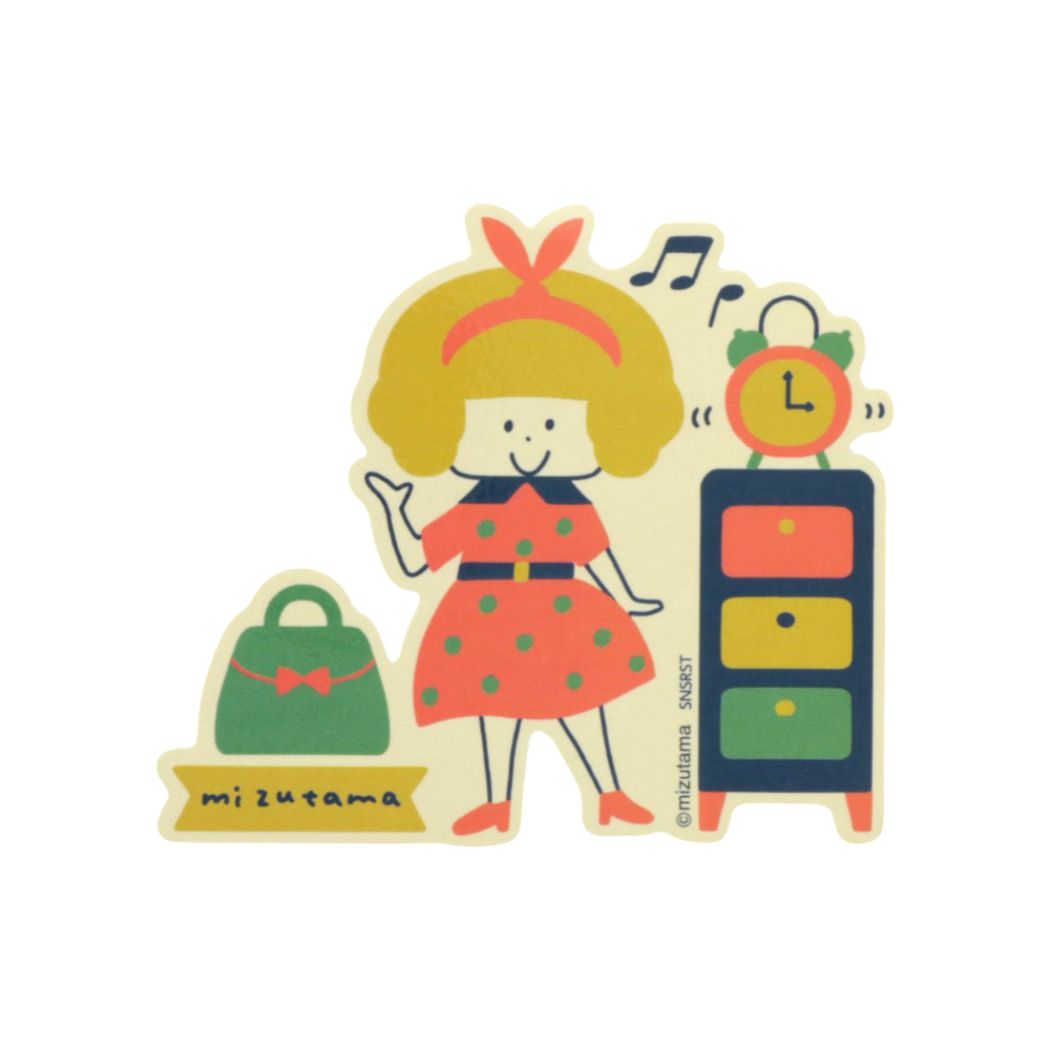 mizutama Vinyl Big Sticker ลาย Retro กันน้ำ กัน UV ใช้ติดสิ่งของได้ ทนมาก ขนาดประมาณ 9 x 9 ซม.