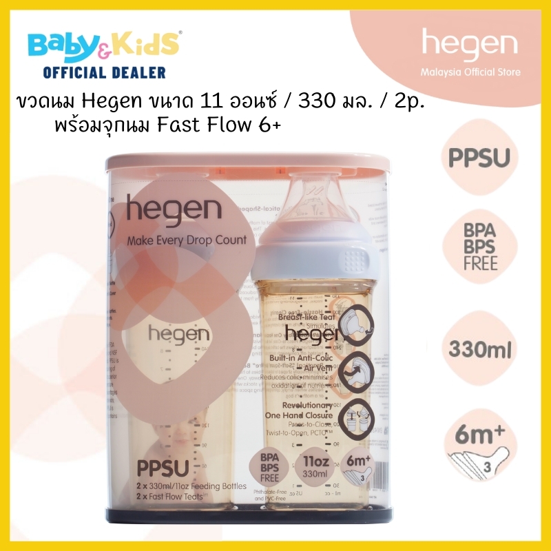 Hegen ขวดนม พร้อมจุกนม PCTO™ 330ml./ 11oz. Feeding Bottle (2-PACK)
