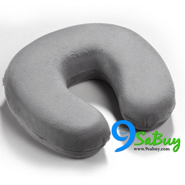 พร้อมส่ง หมอนรองคอ หมอนเดินทาง รูปตัว U memory foam สีเทา