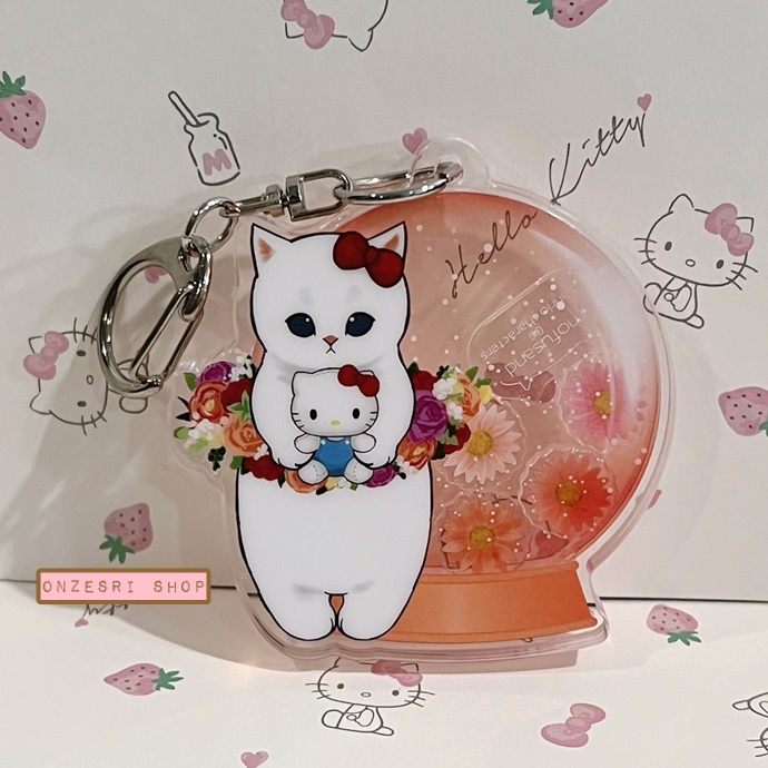 พวงกุญแจอะคริลิค mofusand x Sanrio Characters Acrylic Flower Dome เป็นแบบโดมดอกไม้กลม ๆ ด้านในกลิ้งไปมาได้ ขนาดเฉพาะตัว 6.2 ซม. มี 6 แบบให้เลือก