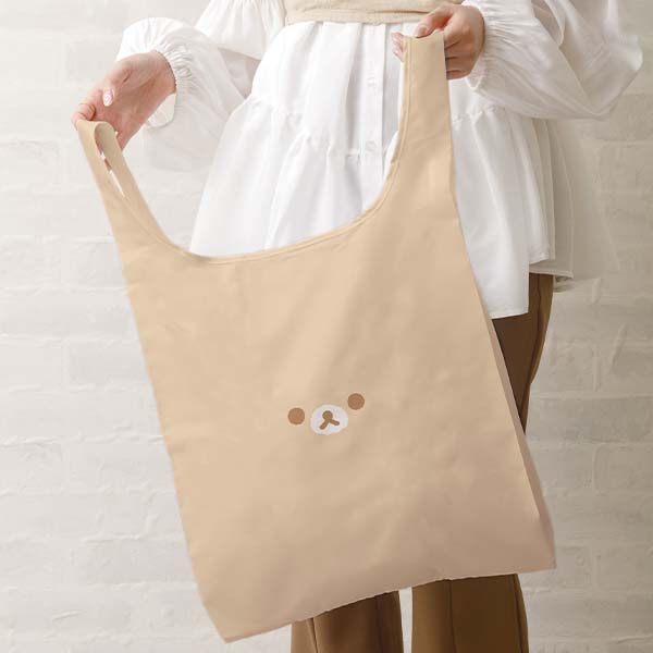 กระเป๋า Eco Bag ลาย Rilakkuma Cotton Face แบบ Rilakkuma พับได้ พกพาสะดวก ขนาด 63 x 38 ซม. / พับแล้วเหลือ 14 x 14 ซม.