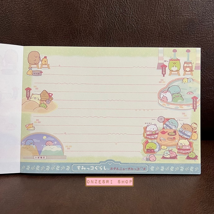 สมุดฉีก Sumikko Gurashi - Hotel New Sumikko แบบสีฟ้า ขนาด 14.8 x 10.5 ซม. มี 4 ลาย รวม 100 แผ่น 2 แผ่นแรกเป็นโปสการ์ด