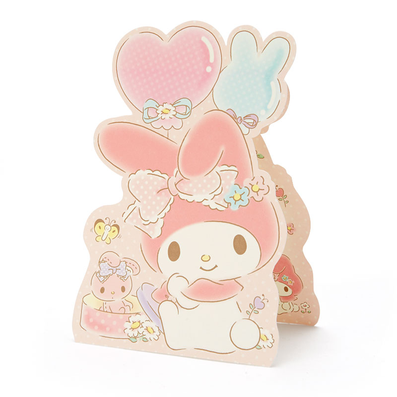 การ์ดเปล่า Sanrio & Sponge Seal Card แบบ My Melody สามารถเขียนด้านในได้ มีสติกเกอร์คำอวยพรให้แปะได้ 4 แบบ ขนาดประมาณ 12 x 0.5 x 16 ซม.