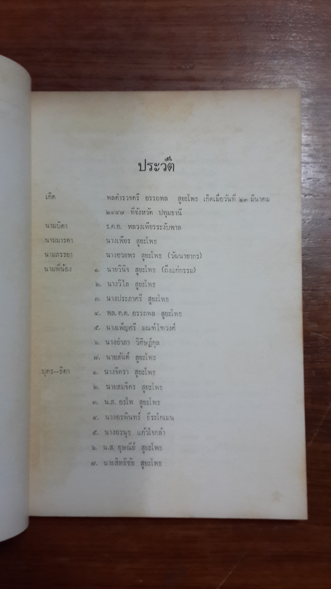 อนุสรณ์ในงานพระราชทานเพลิงศพ พล.ต.ต.อรรถพล สูยะโพธ