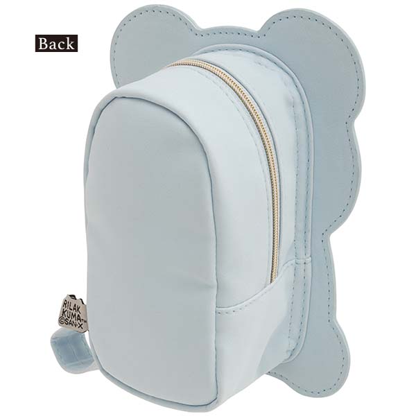 กระเป๋า Rilakkuma's Message Dicut Pouch สีขาว ด้านหลังใส่ของได้ เป็นหนัง PU ขนาด 18 x 13.5 x 6 ซม.