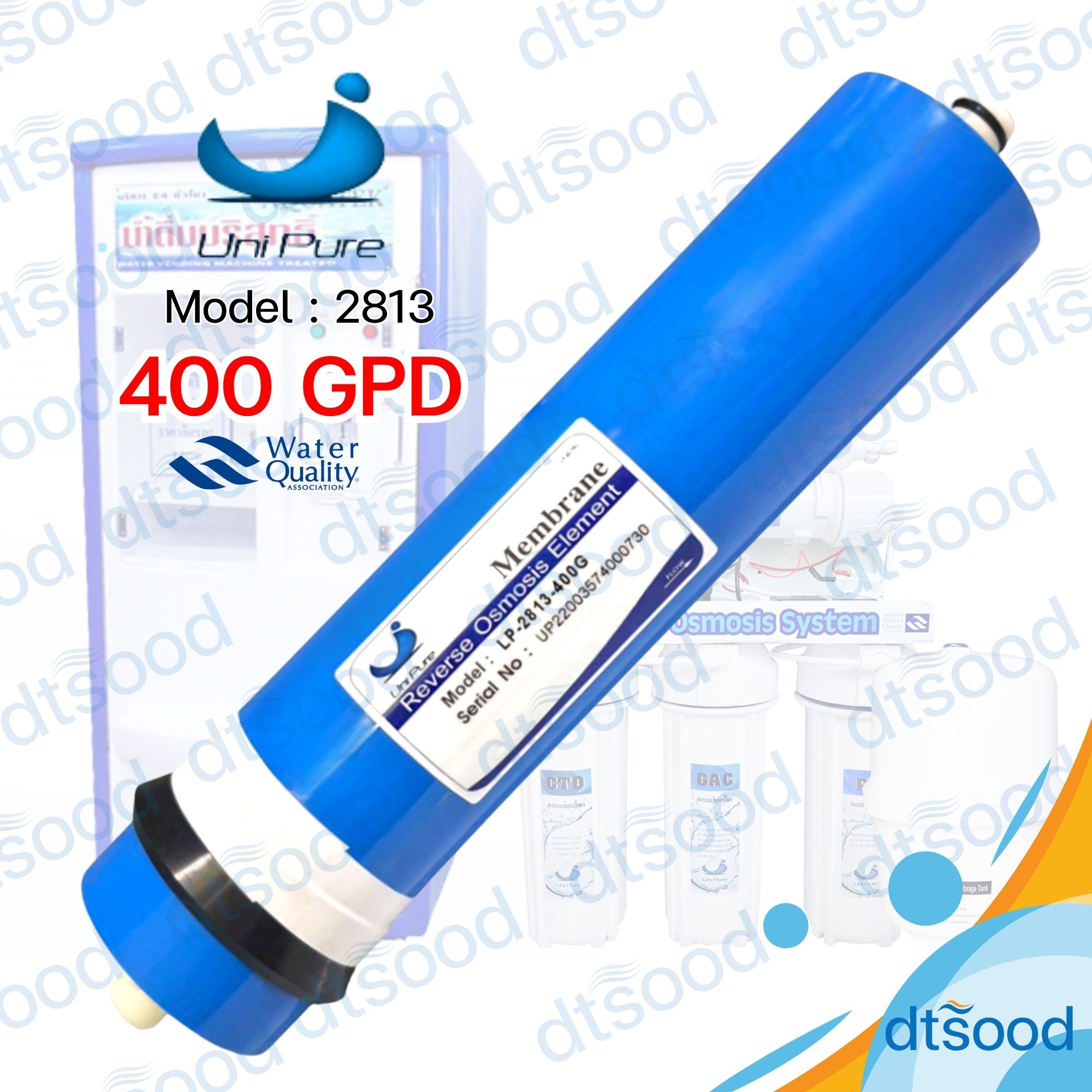 ไส้กรองน้ำ RO Membrane ขนาด 400 GPD ยี่ห้อ Unipure กรองละเอียด 0.0001 ไมครอน
