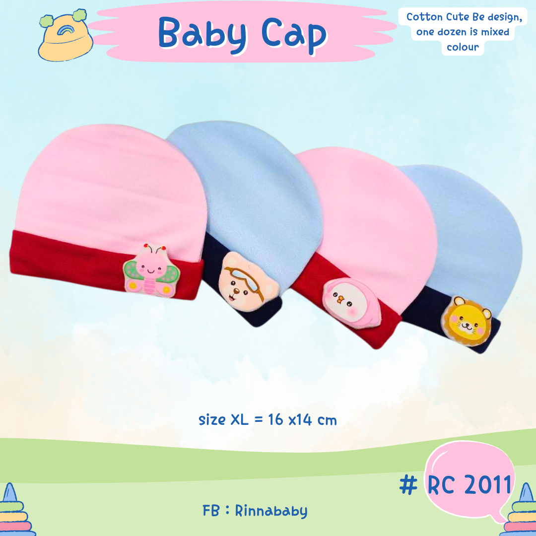 Infant Bonet หมวกพื้นสีเด็ก พิมพ์ 100% cotton มีหลายลายมาก