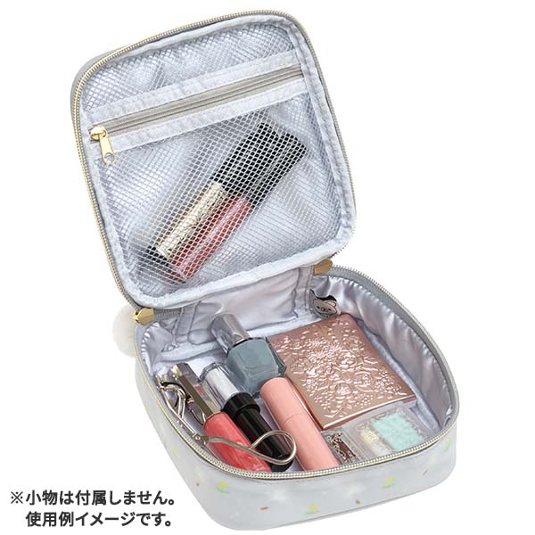 กระเป๋าทรงสี่เหลี่ยม Rilakkuma - Chairoikoguma Dandelions and Twin Hamsters Square Pouch ใส่ของ ใส่เครื่องสำอางได้ ตรงซิปเป็นปอม ๆ น่ารัก ขนาด 5 x 15 x 15 ซม.