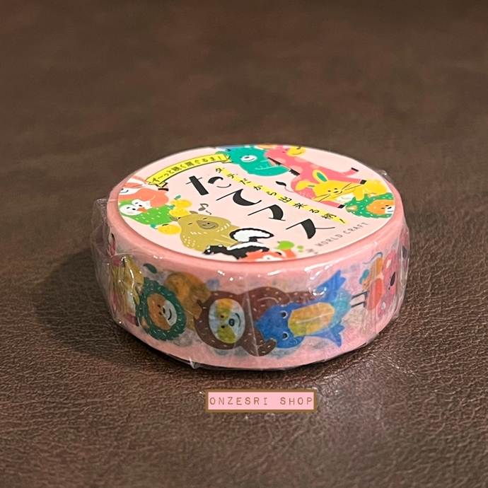 Tatemas Masking Tape เทปตกแต่งจากญี่ปุ่น เป็นแนวตั้ง ลาย Zoo ขนาด 1.5 ซม. x 7 ม.