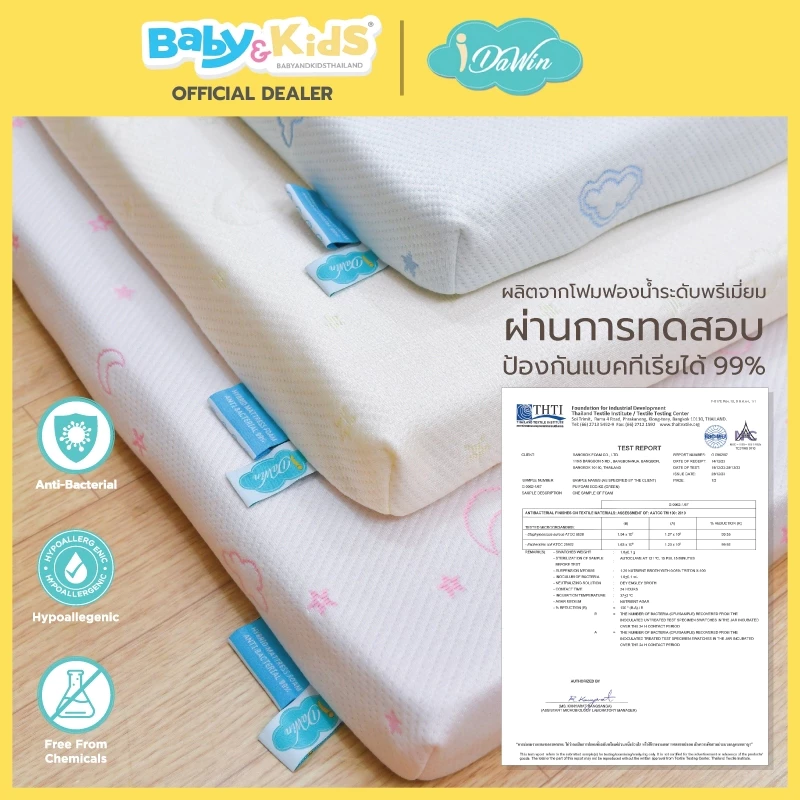 Idawin ที่นอนฟองน้ำแอนตี้แบคทีเรีย 99% ความหนา 5 cm. ผ้าใยไผ่ 100x100x5 CM.Cream