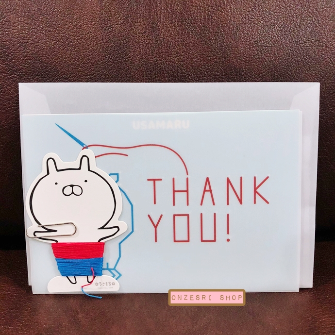 Usamaru Thank You Card From Japan คาแรกเตอร์สติกเกอร์ไลน์จากญี่ปุ่น การ์ดขอบคุณแบบปักเองได้ มาพร้อมซอง ขนาด 16 x 11.5 ซม.