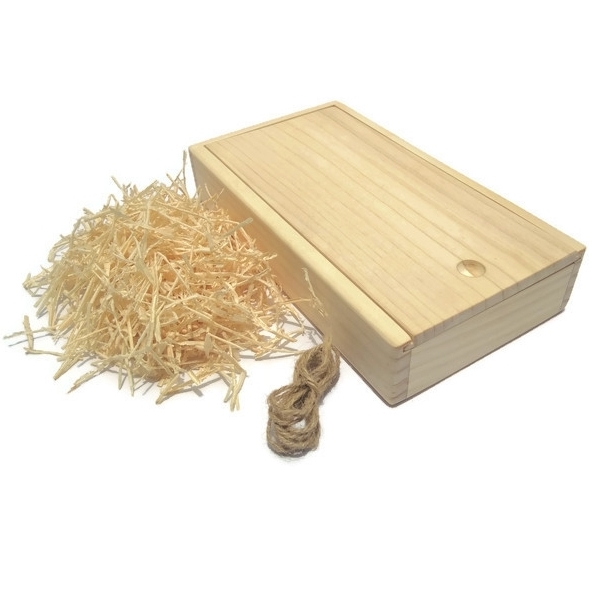 กล่องไม้สนฝาสไลด์ ใส่ภาพถ่าย-โปสการ์ด ขนาด 4x6 นิ้ว